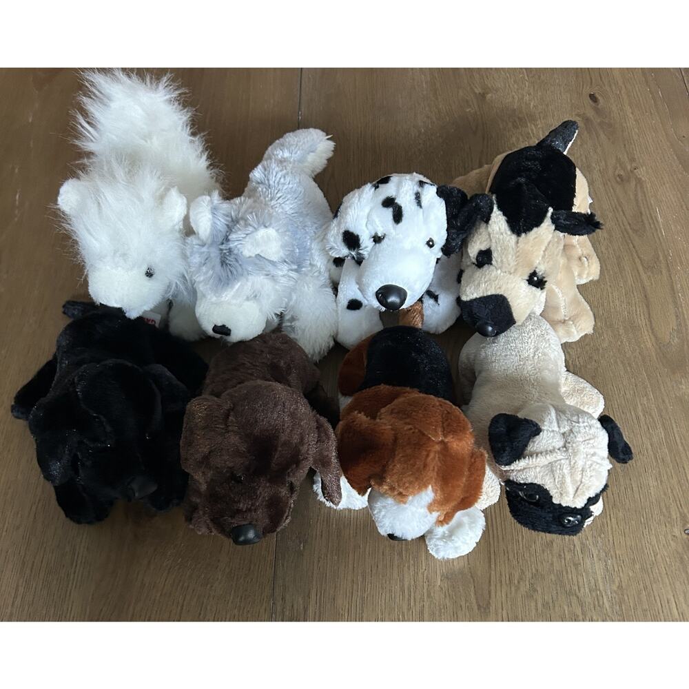 Ganz Webkinz Retired Lot Of 8 Dogs No Codes Lab, Husky, Samoyed, Beagle, Pug